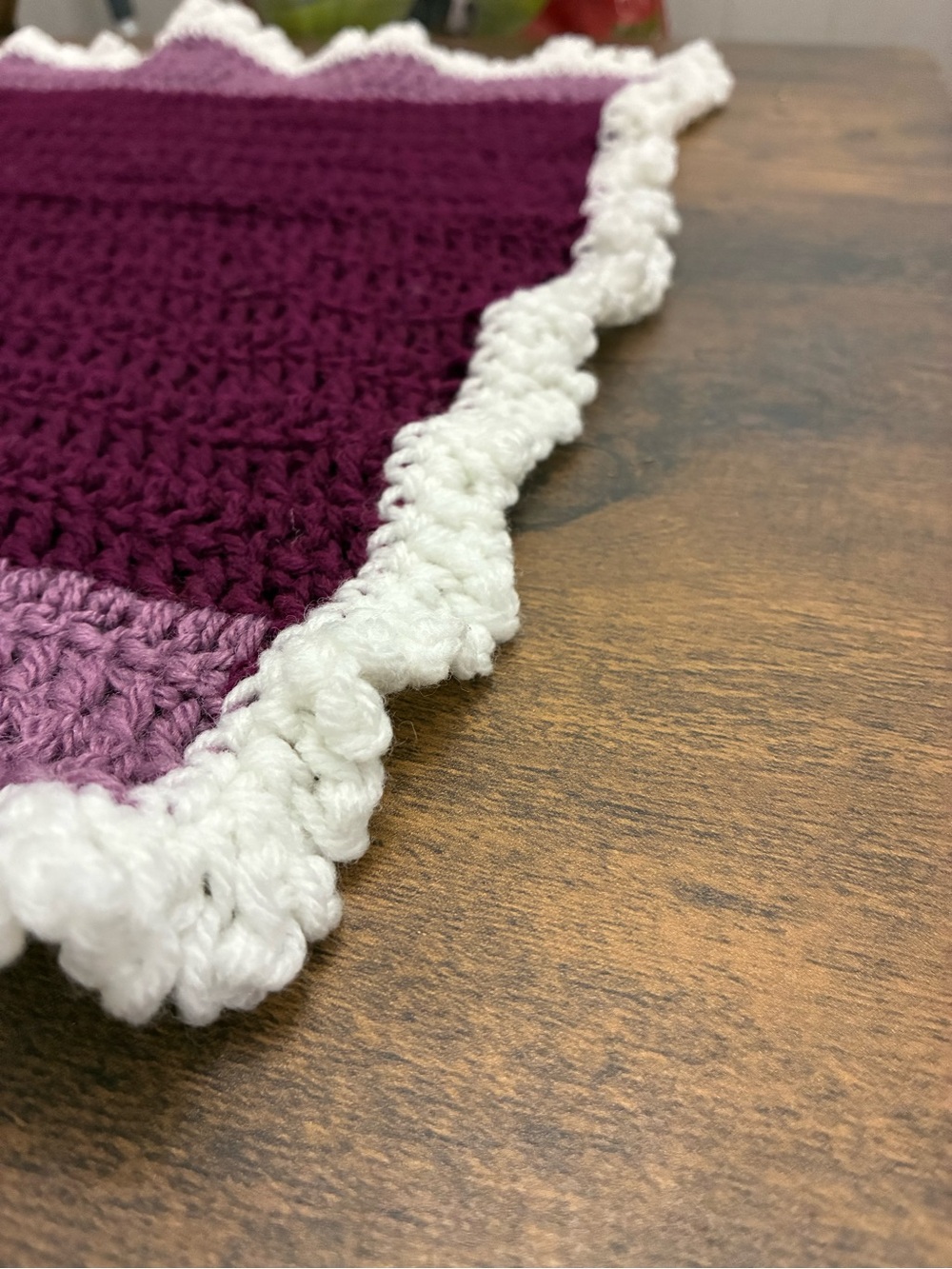 Handmade Crochet Purple Baby/ Doll Blanket - Picture 3 of 6